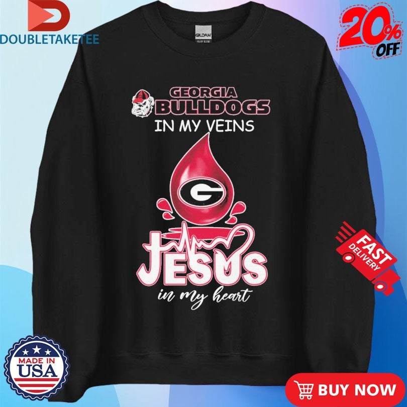 Official Georgia Bulldogs In My Veins Jesus In My Heart Shirts Unisex , , , Long Sleeve Tee