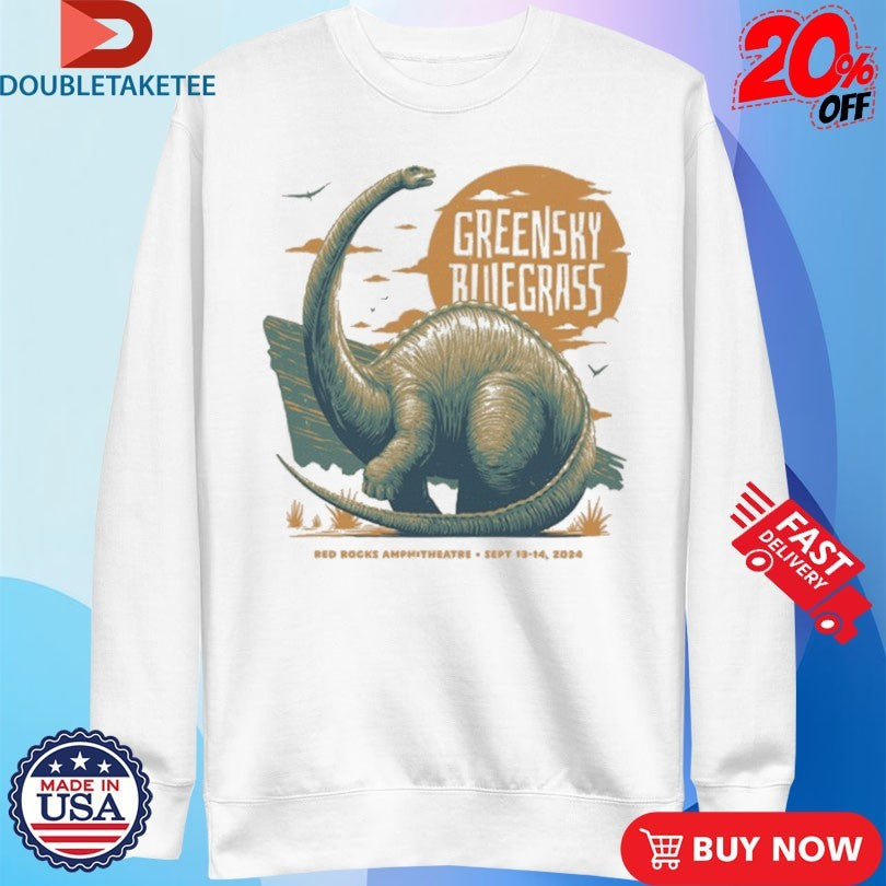 Official Greensky Bluegrass Red Rocks 2024 Dinosaur Shirts Unisex , , , Long Sleeve Tee