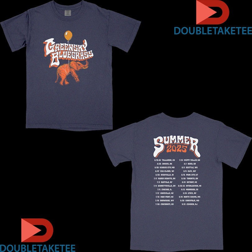 Official Greensky Bluegrass Summer Tour 2025 Dates Elephant Balloon Shirts Unisex , , , Long Sleeve Tee