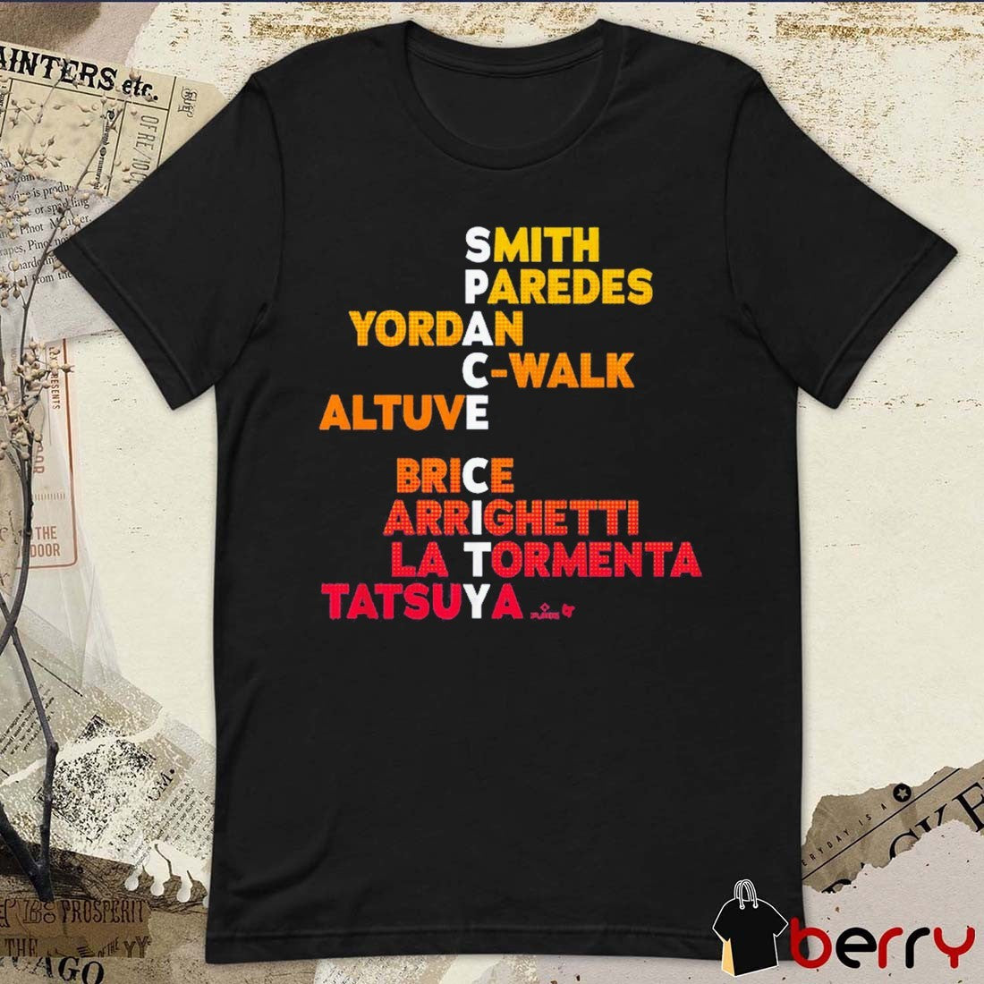 Houston Baseball Space City Names 2026 Smith Paredes Yordan C-Walk Altuve Brice Arrighetti t-shirt