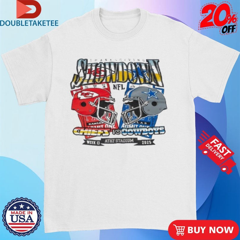 Official Kansas City Chiefs Vs Dallas Cowboys Thanksgiving Showdown Helmet 2025 Shirts Unisex , , , Long Sleeve Tee