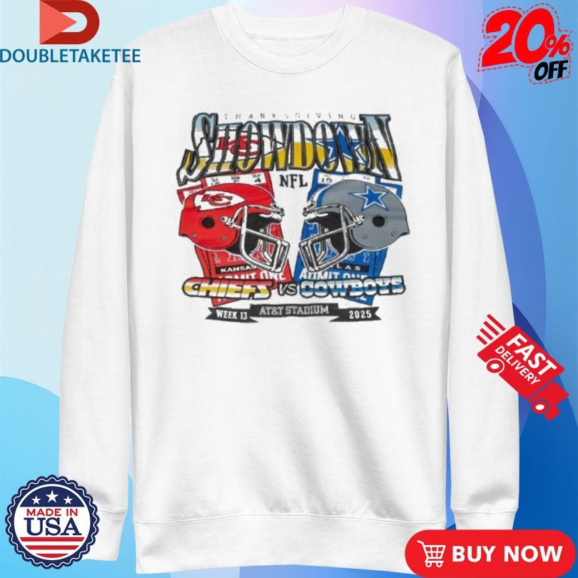 Official Kansas City Chiefs Vs Dallas Cowboys Thanksgiving Showdown Helmet 2025 Shirts Unisex , , , Long Sleeve Tee