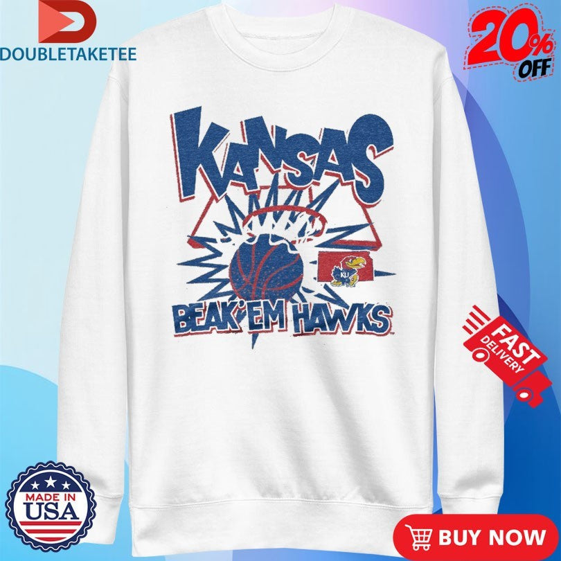 Official Kansas Jayhawks Beak ‘Em Hawks Slam Shirts Unisex , , , Long Sleeve Tee