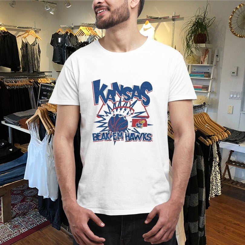 Official Kansas Jayhawks Beak ‘Em Hawks Slam Shirts Unisex , , , Long Sleeve Tee