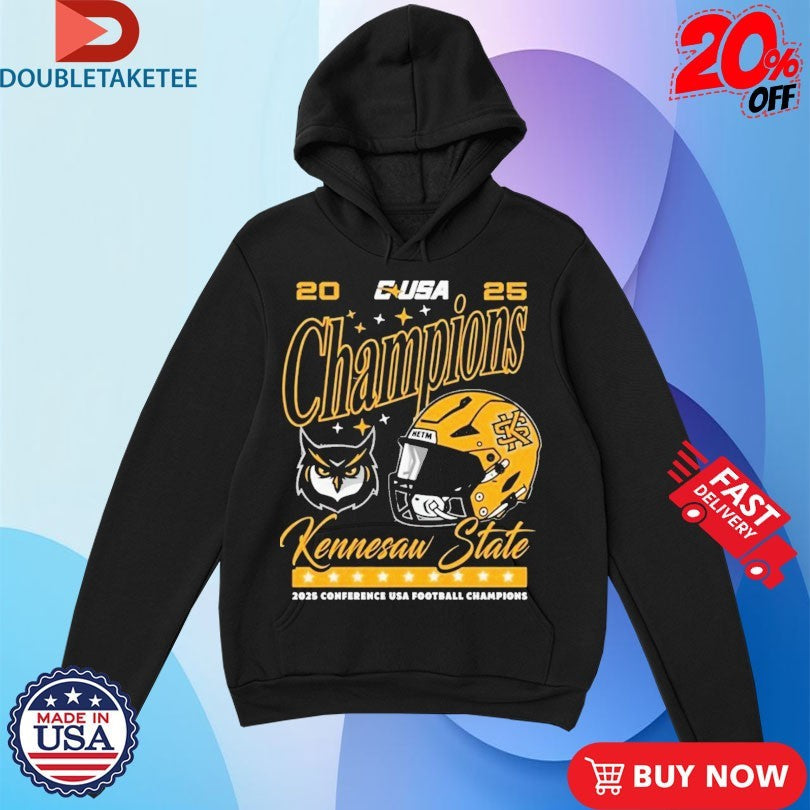 Official Kennesaw State Owls Football Are 2025 Conference USA Football Champions Helmet Shirts