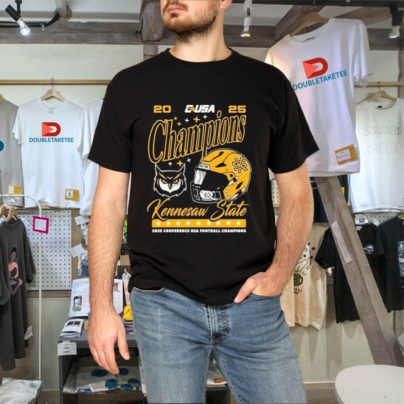 Official Kennesaw State Owls Football Are 2025 Conference USA Football Champions Helmet Shirts