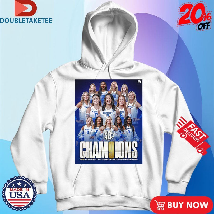 Official Kentucky Wildcats Volleyball Are 2025 SEC Volleyball Champions Nine Consecutive Conference Championships Shirts