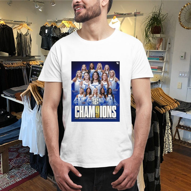 Official Kentucky Wildcats Volleyball Are 2025 SEC Volleyball Champions Nine Consecutive Conference Championships Shirts
