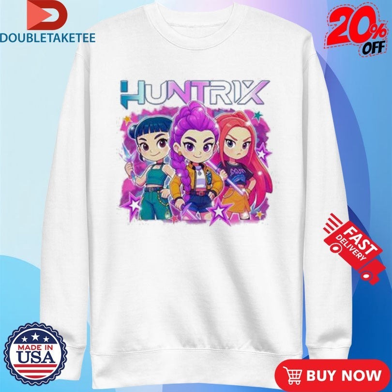 Official Kpop Demon Hunters Huntrix Caricature Shirts Unisex , , , Long Sleeve Tee