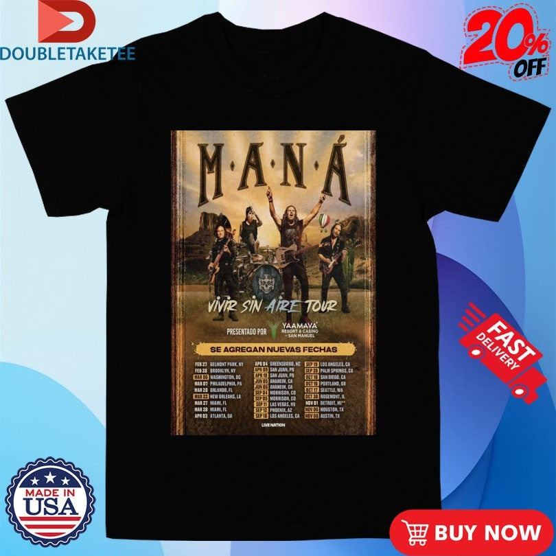 Official Maná Vivir Sin Aire Tour 2026 Dates Shirts Unisex , , , Long Sleeve Tee