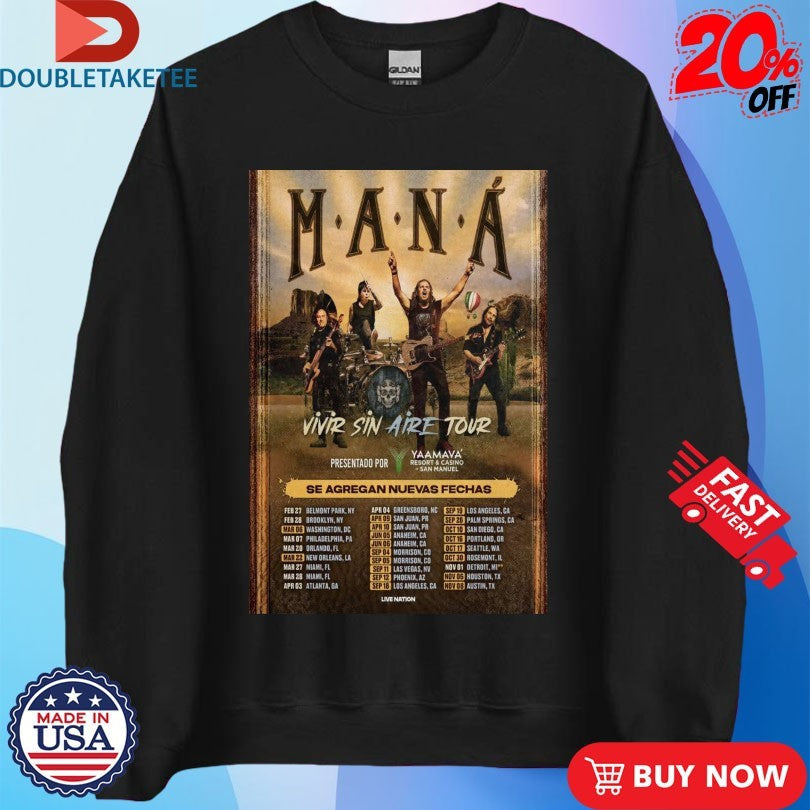 Official Maná Vivir Sin Aire Tour 2026 Dates Shirts Unisex , , , Long Sleeve Tee