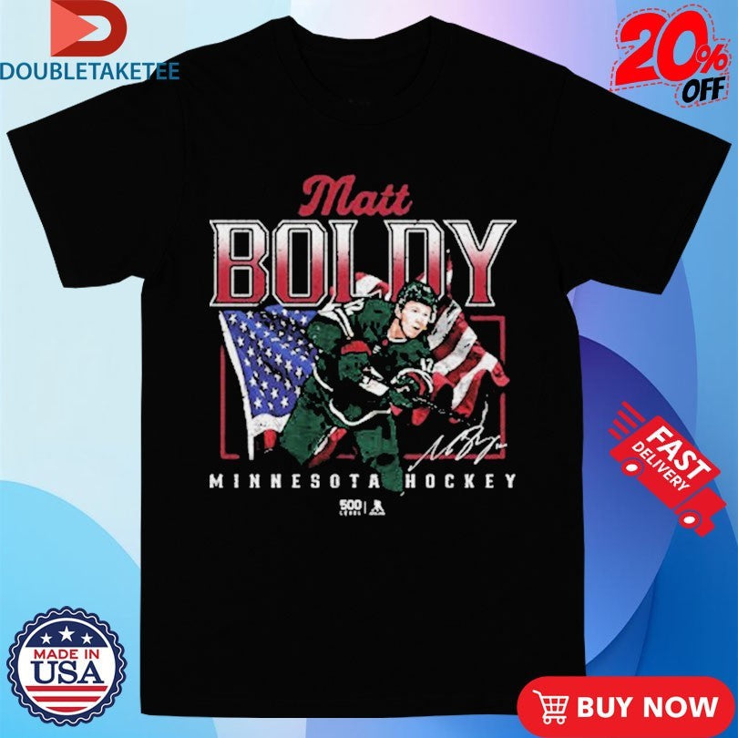 Official Matt Boldy Minnesota Wild Hockey Usa Flag Signature Shirts Unisex , , , Long Sleeve Tee