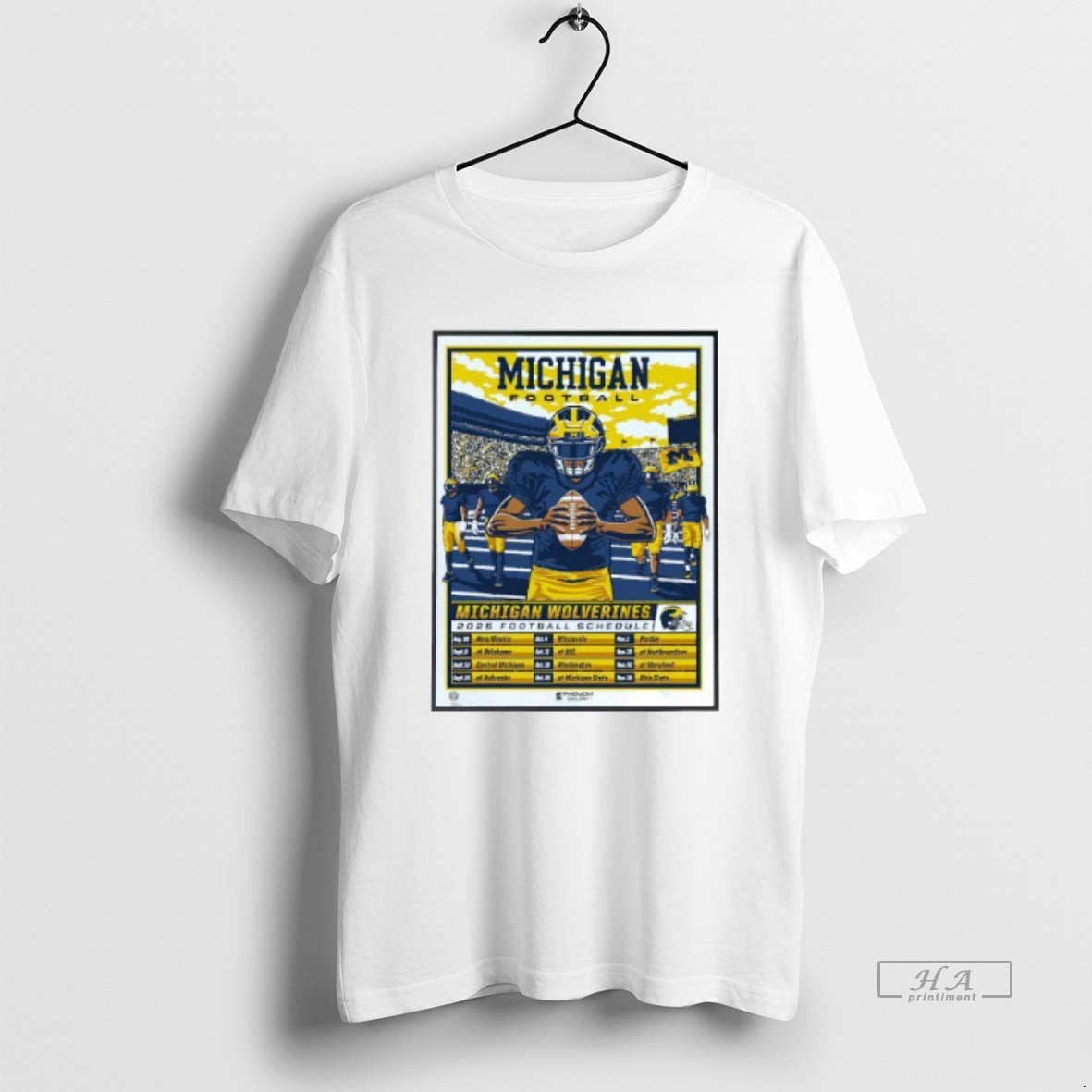 Official Michigan Wolverines 2025 Football Schedule Phenom Gallery White T-Shirts