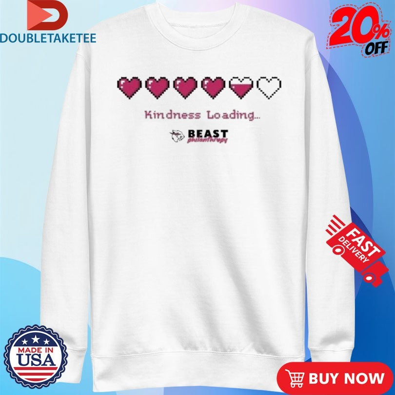 Official Mr Beast Philanthropy Kindness Loading Hearts Shirts Unisex , , , Long Sleeve Tee