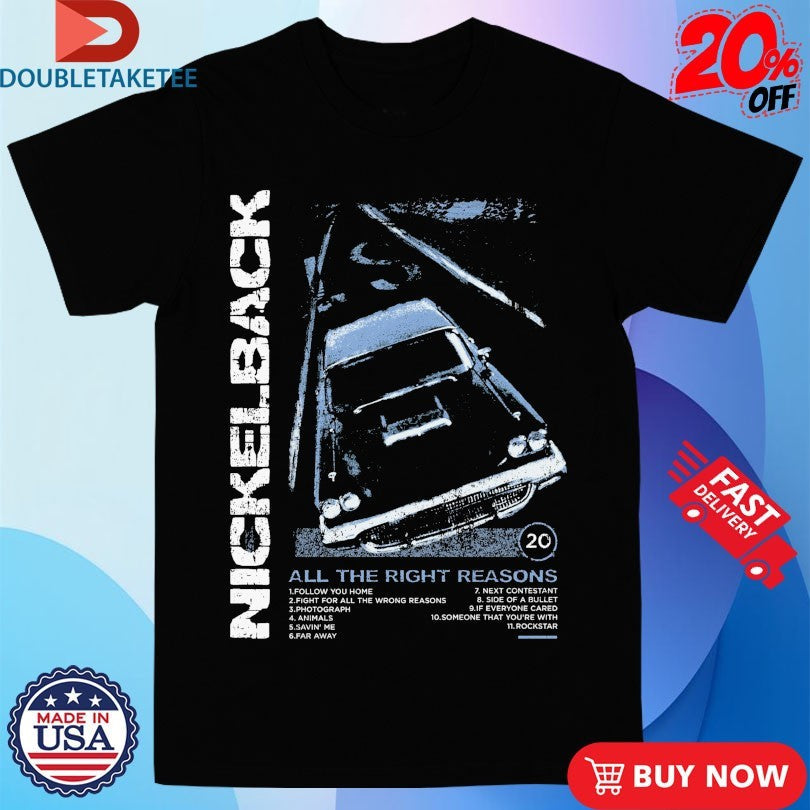 Official Nickelback All The Right Reasons ATRR 20th Anniversary Stripes Car Shirts Unisex , , , Long Sleeve Tee