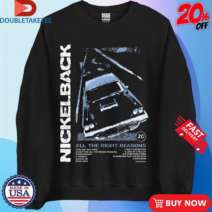 Official Nickelback All The Right Reasons ATRR 20th Anniversary Stripes Car Shirts Unisex , , , Long Sleeve Tee