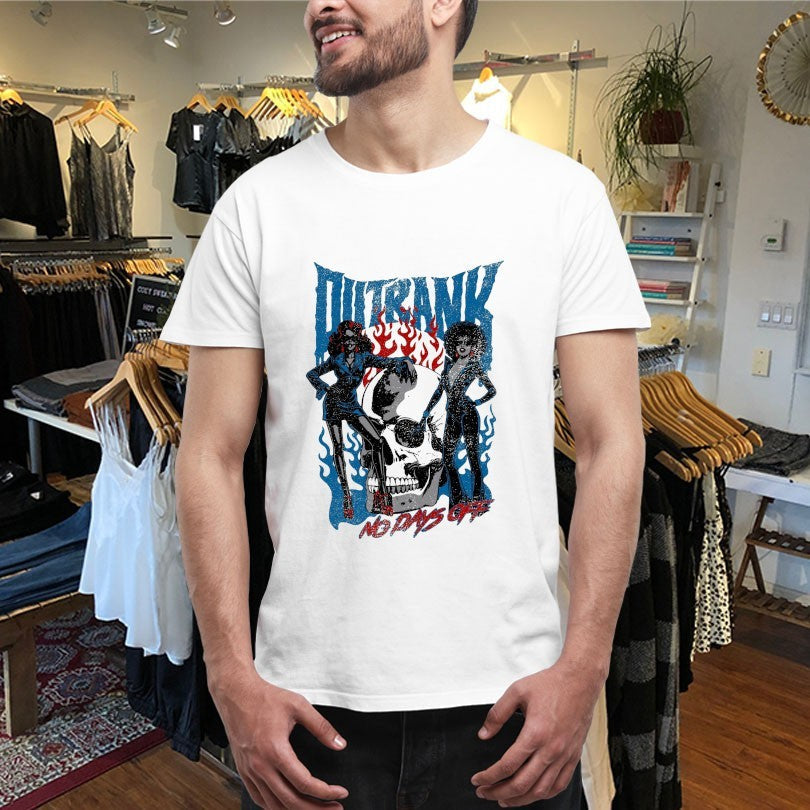 Official No Days Off Outrank Skull Shirts Unisex , , , Long Sleeve Tee