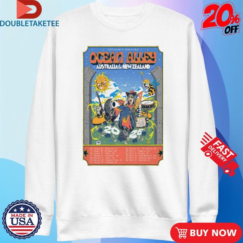 Official Ocean Alley Australia And New Zealand 2026 Tour Shirts Unisex , , , Long Sleeve Tee
