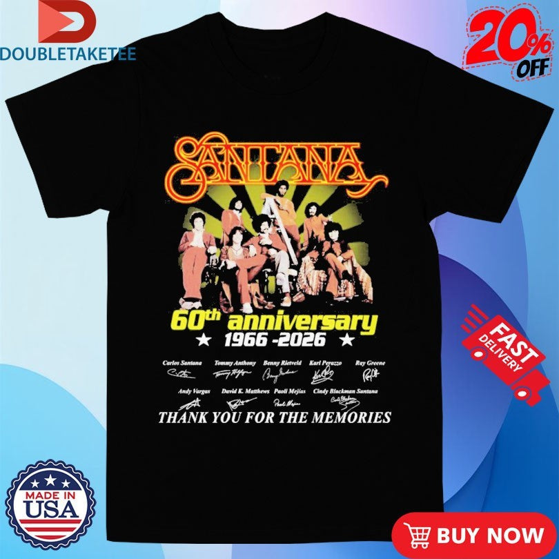 Official Official Santana 60th Anniversary 1966 2026 Thank You For The Memories Signatures Shirts