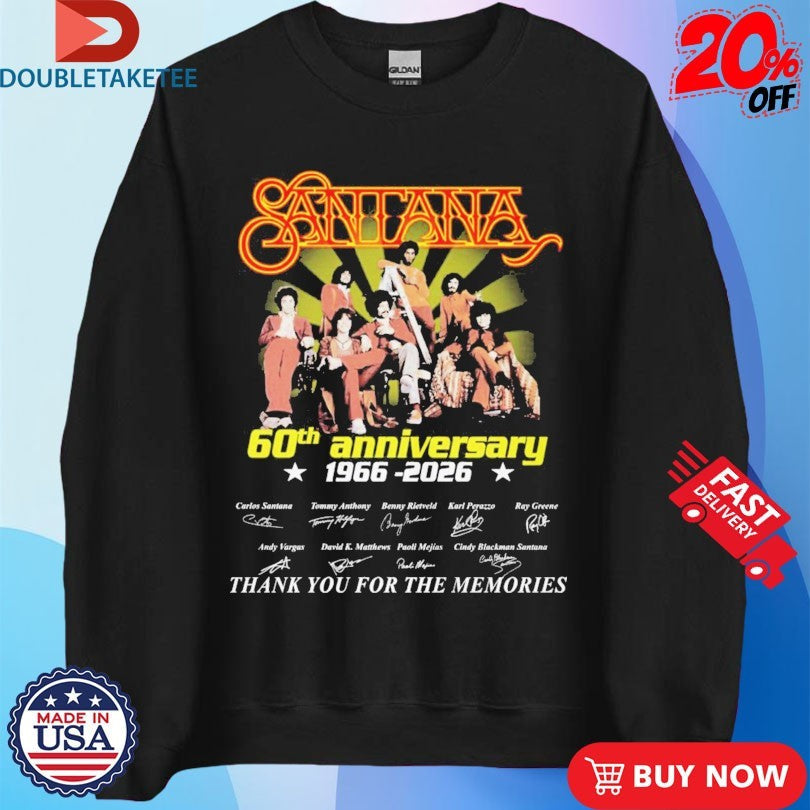 Official Official Santana 60th Anniversary 1966 2026 Thank You For The Memories Signatures Shirts