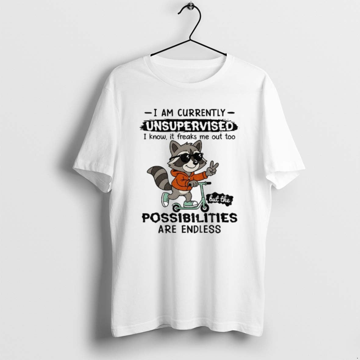Official Raccoon I Am Currently Unsupervised I Know Freaks Me Out Too Possibilities Are T-Shirts