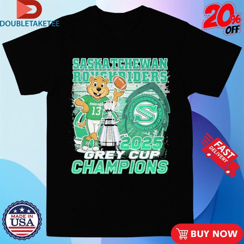 Official Saskatchewan Roughriders 2025 Grey Cup Champions Trophies Mascot Shirts Unisex , , , Long Sleeve Tee