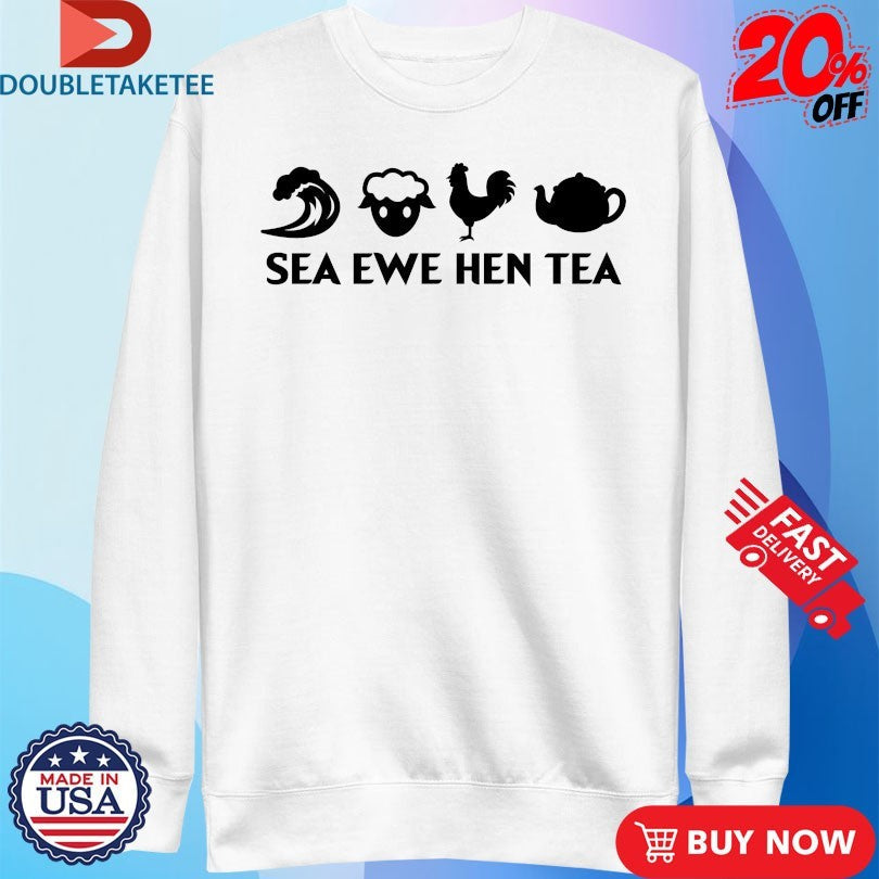 Official Sea Ewe Hen Tea Wave Sheep Rooster Shirts Unisex , , , Long Sleeve Tee