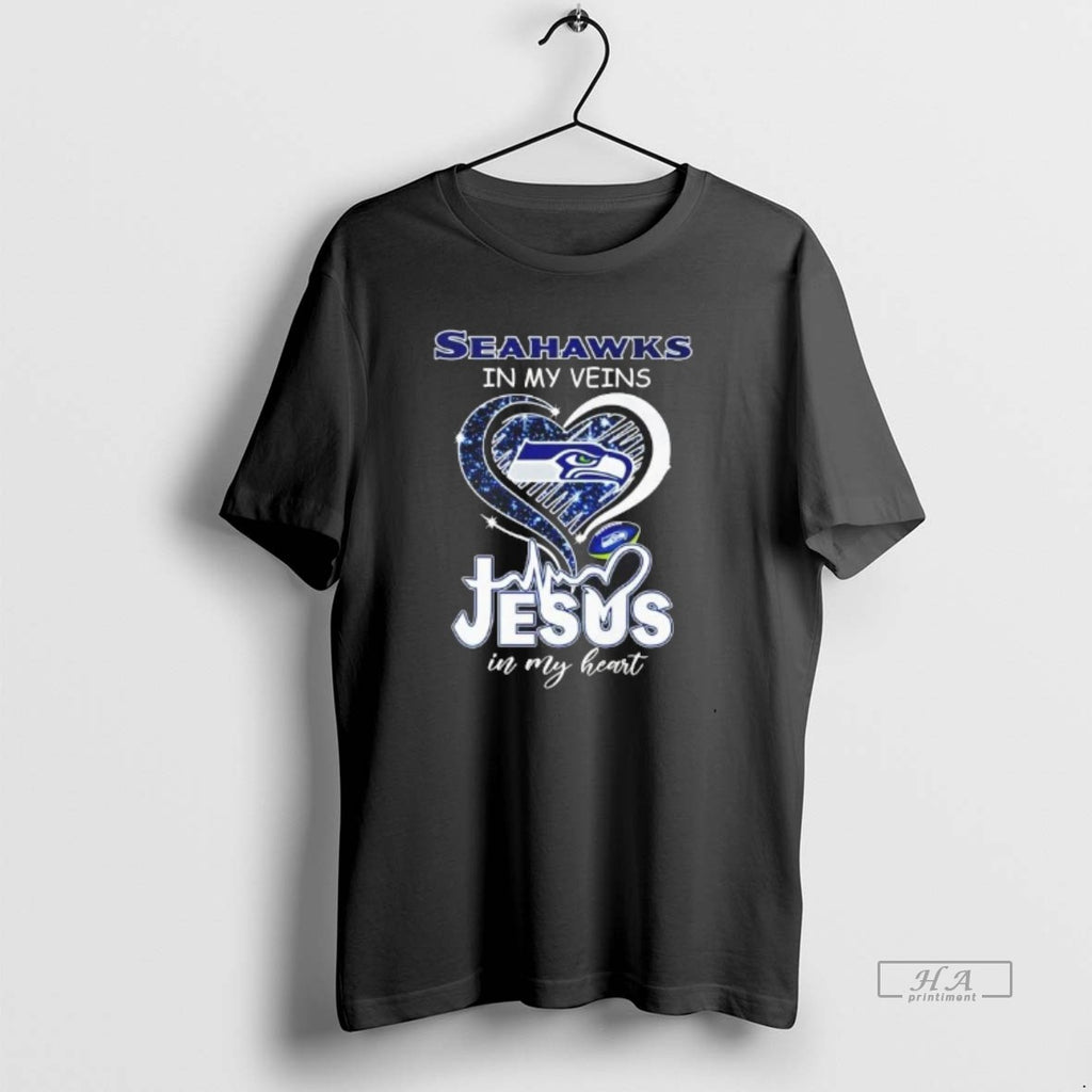 Official Seahawks In My Veins Jesus In My Heart Diamond Heart