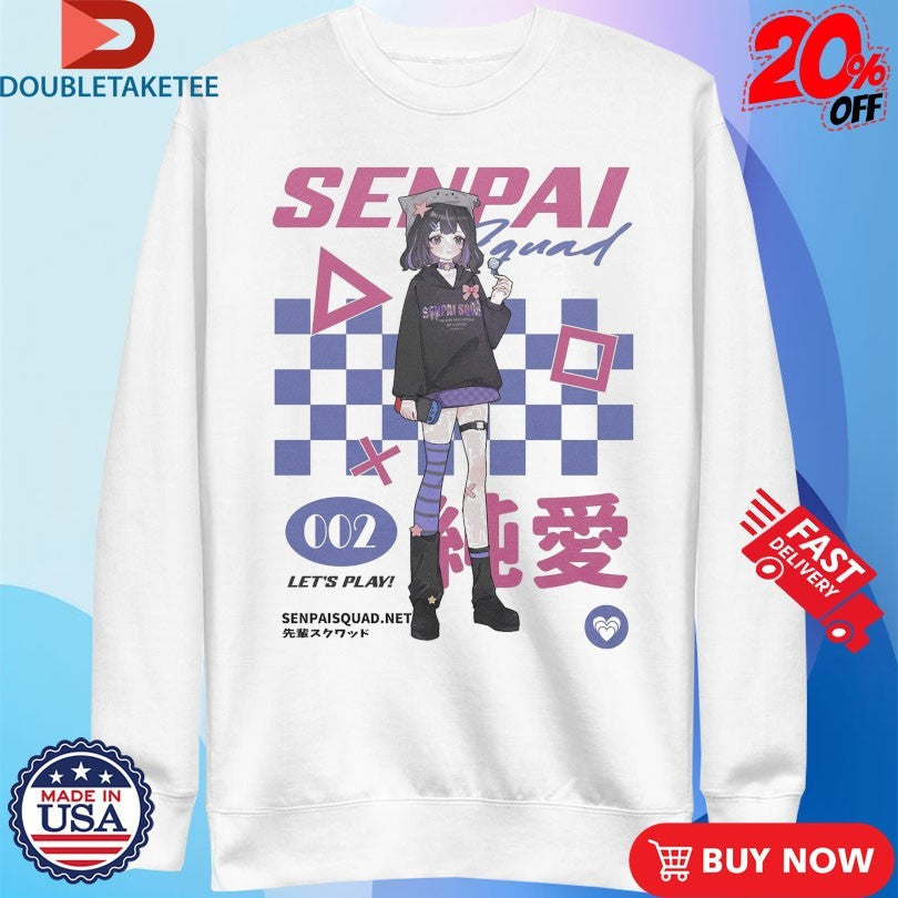 Official Senpai Squad 002 Gamer Let’s Play Anime Waifu Shirts Unisex , , , Long Sleeve Tee
