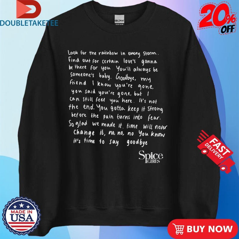 Official Spice Girls Goodbye Lyrics Shirts Unisex , , , Long Sleeve Tee