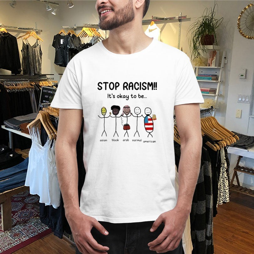 Official Stop Racism it’s okay to be Asian Black Arab Normal American Shirts Unisex , , , Long Sleeve Tee