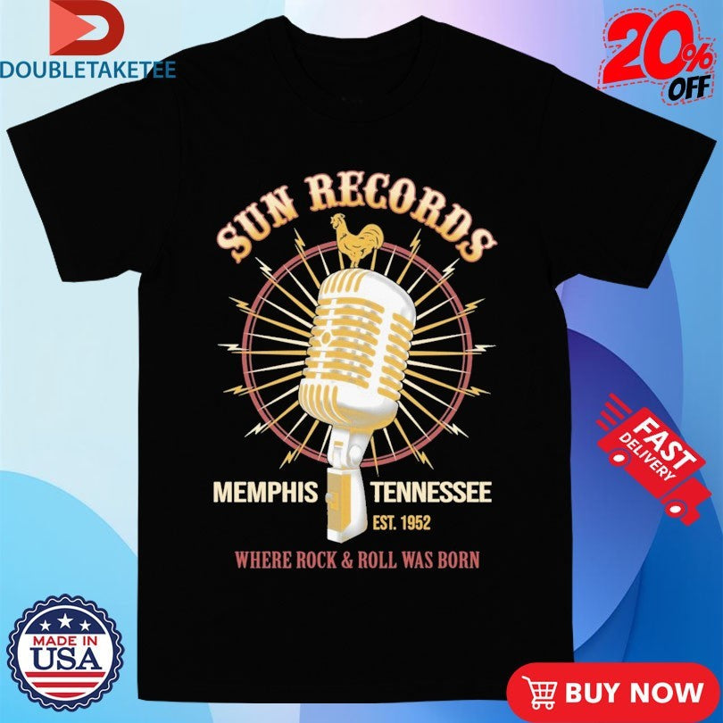 Official Sun Records Studio Mic Where Rock &amp; Roll Was Born Memphis Tennessee Est 1952 Shirts