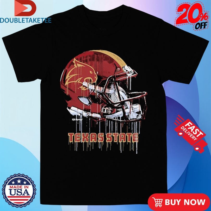 Official Texas State Bobcats Dripping Football Helmet Shirts Unisex , , , Long Sleeve Tee