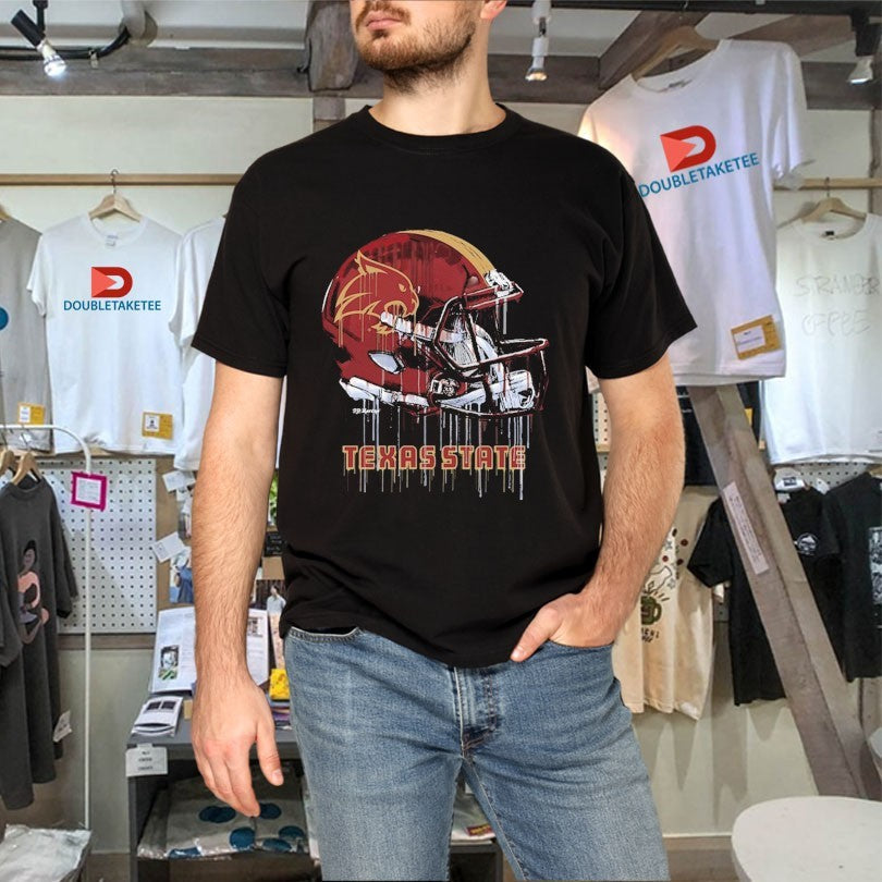 Official Texas State Bobcats Dripping Football Helmet Shirts Unisex , , , Long Sleeve Tee