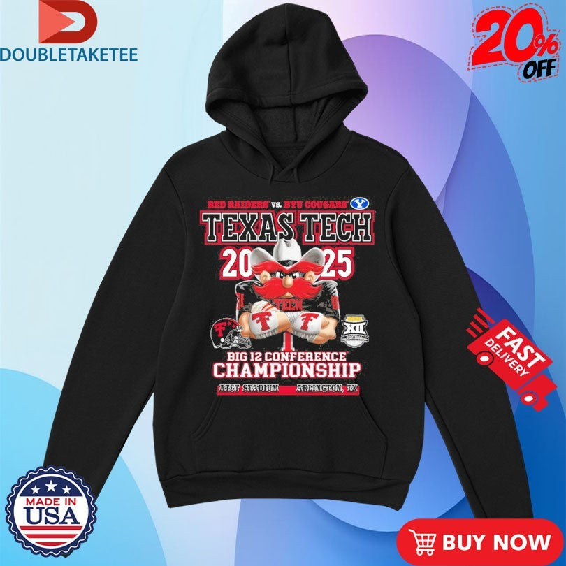 Official Texas Tech Red Raiders BIG 12 Championship Wreck’Em Gameday AT&amp;T Stadium Arlington TX 2025 Mascot Shirts