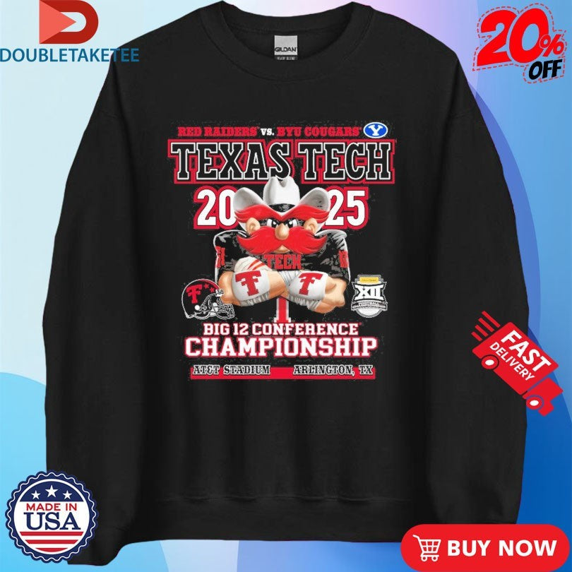 Official Texas Tech Red Raiders BIG 12 Championship Wreck’Em Gameday AT&amp;T Stadium Arlington TX 2025 Mascot Shirts