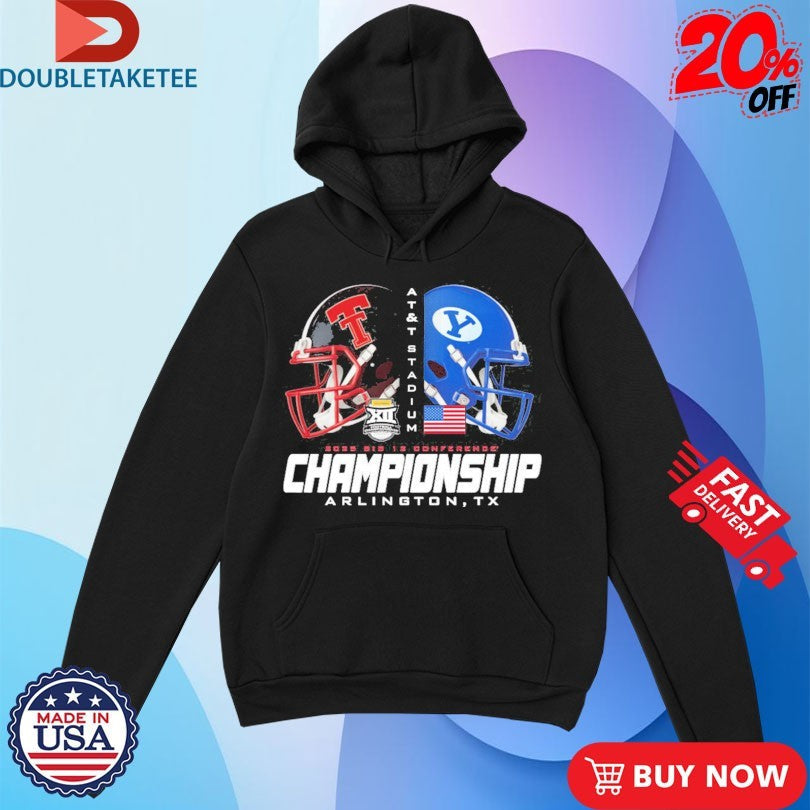 Official Texas Tech Red Raiders Vs BYU Cougars 2025 Big 12 Conference Championship Arlington TX Face Off Helmet Shirts