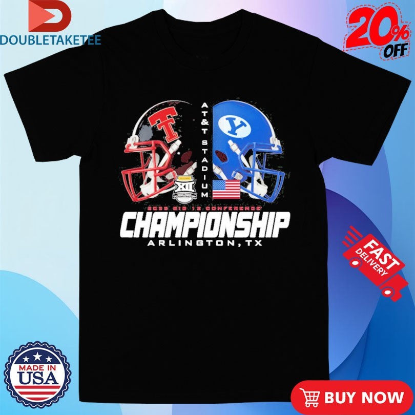Official Texas Tech Red Raiders Vs BYU Cougars 2025 Big 12 Conference Championship Arlington TX Face Off Helmet Shirts