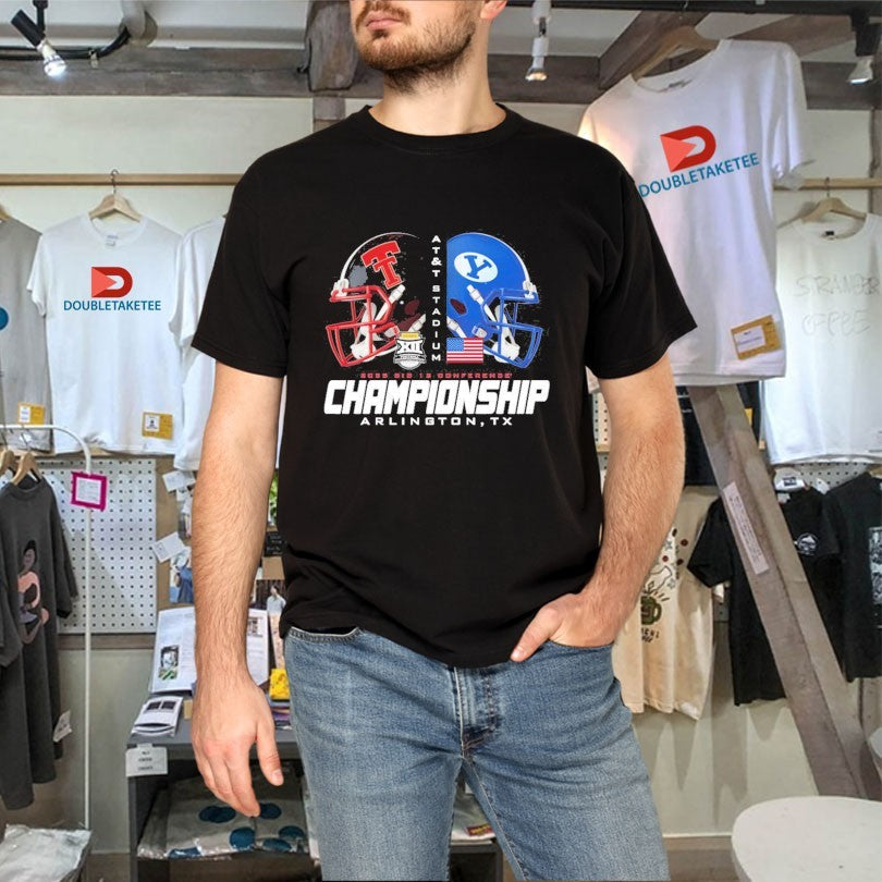 Official Texas Tech Red Raiders Vs BYU Cougars 2025 Big 12 Conference Championship Arlington TX Face Off Helmet Shirts