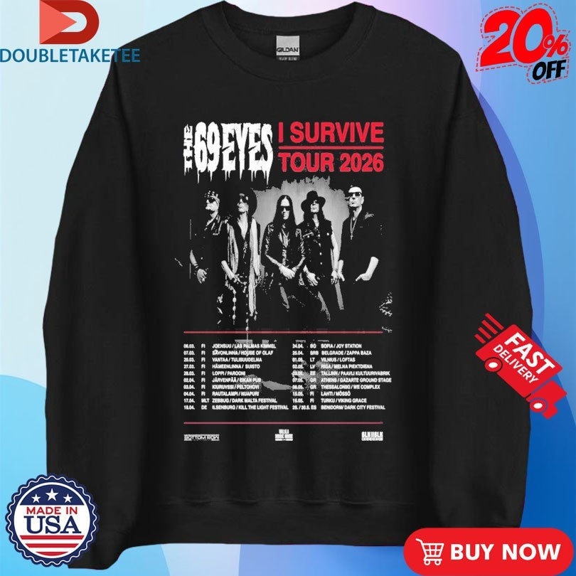 Official The 69 Eyes I Survive Tour 2026 Dates Shirts Unisex , , , Long Sleeve Tee