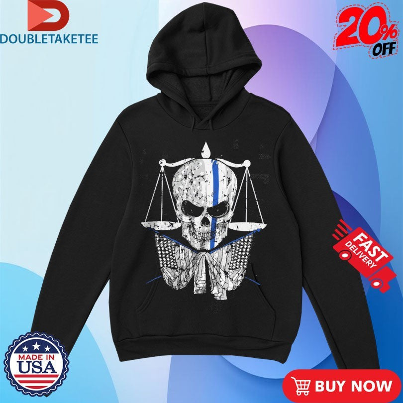 Official Thin Blue Line Skull American Made Shirts Unisex , , , Long Sleeve Tee