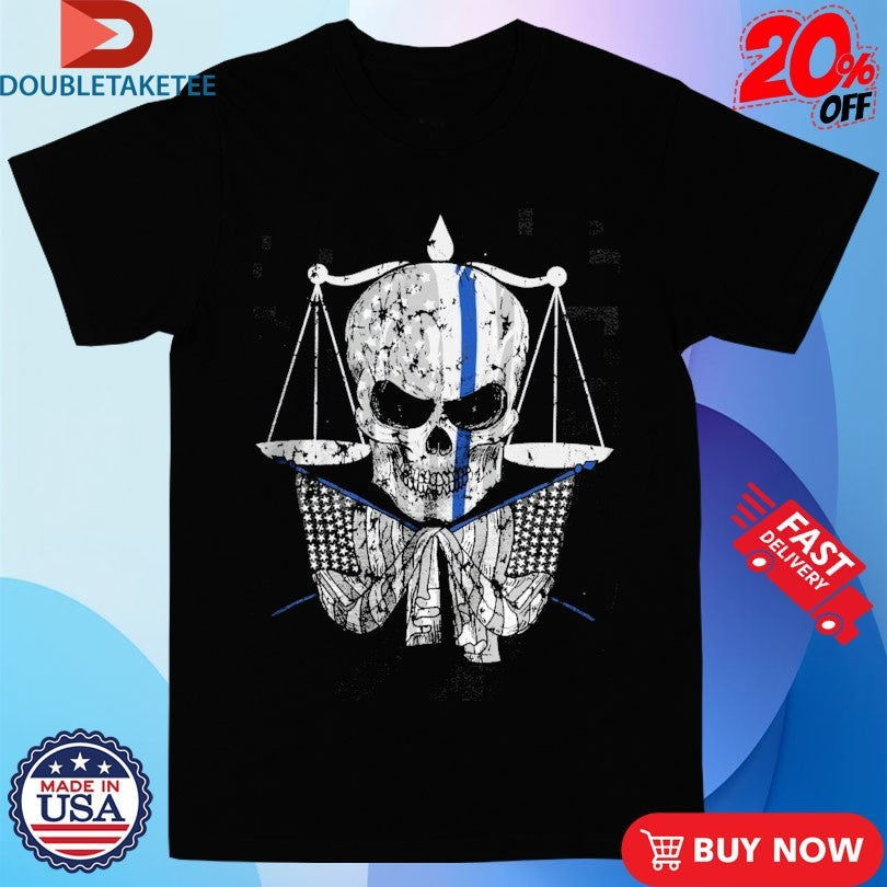 Official Thin Blue Line Skull American Made Shirts Unisex , , , Long Sleeve Tee
