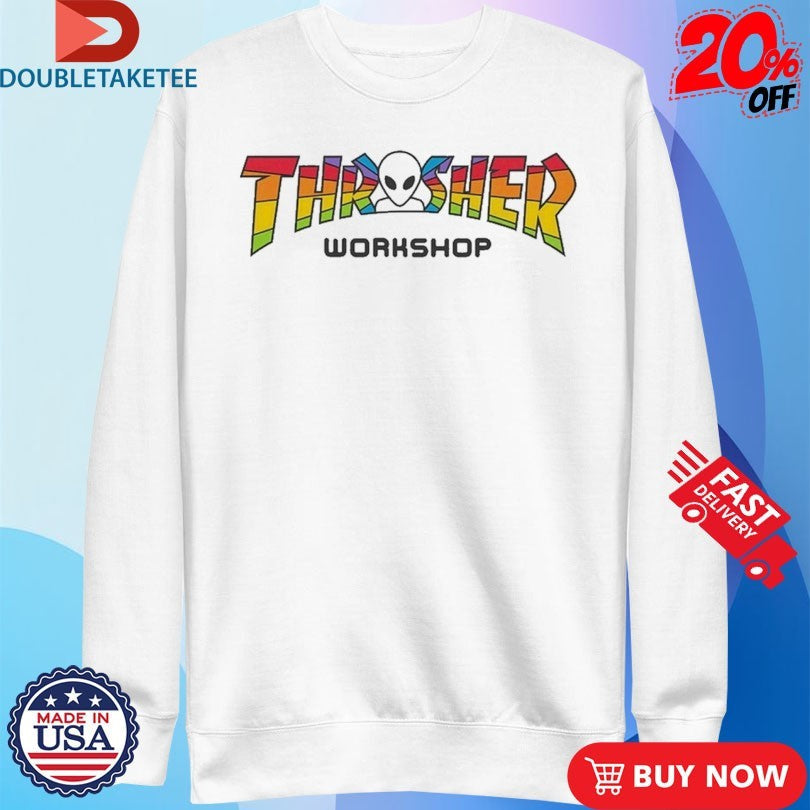 Official Thrasher X Alien Workshop Spectrum Pride Shirts Unisex , , , Long Sleeve Tee