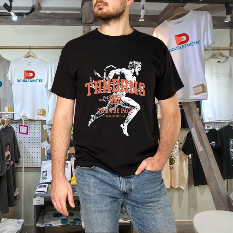 Official Thundernoise Own The Pace Legacy Runner Statue Shirts Unisex , , , Long Sleeve Tee