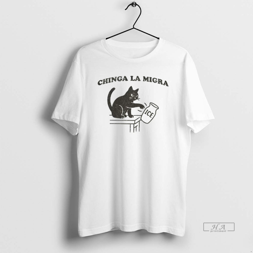 Official Trendy Chinga La Migra Abolish Ice Funny Cat Political