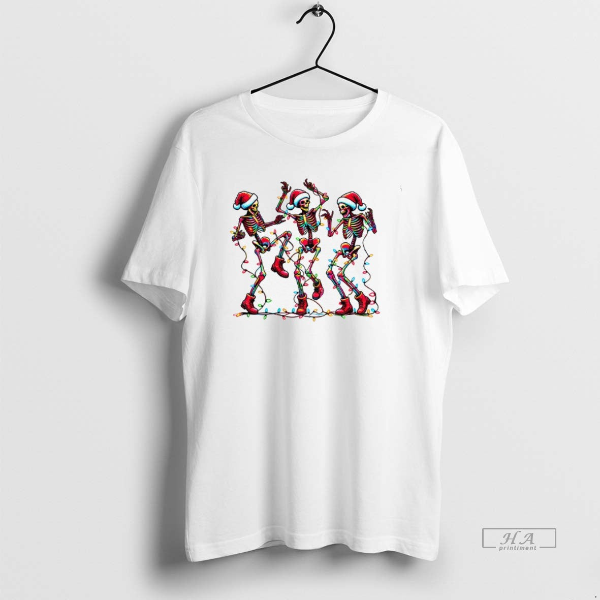 Official Trendy Dancing Skeleton Santa Hat Merry Christmas 2025 Unisex , , , Long Sleeve Tee