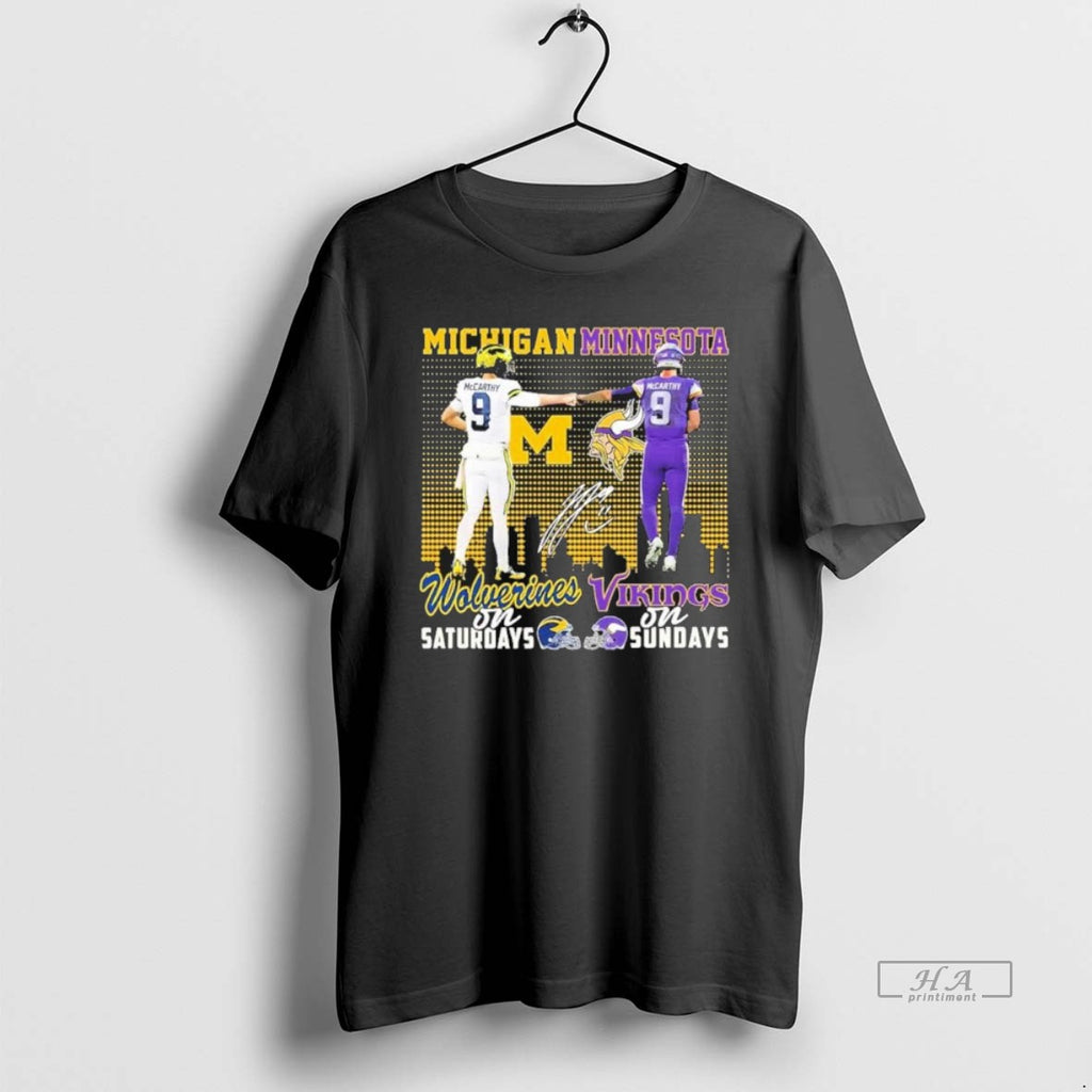 Official Trendy Jj Mccarty Wolverines And Vikings Football