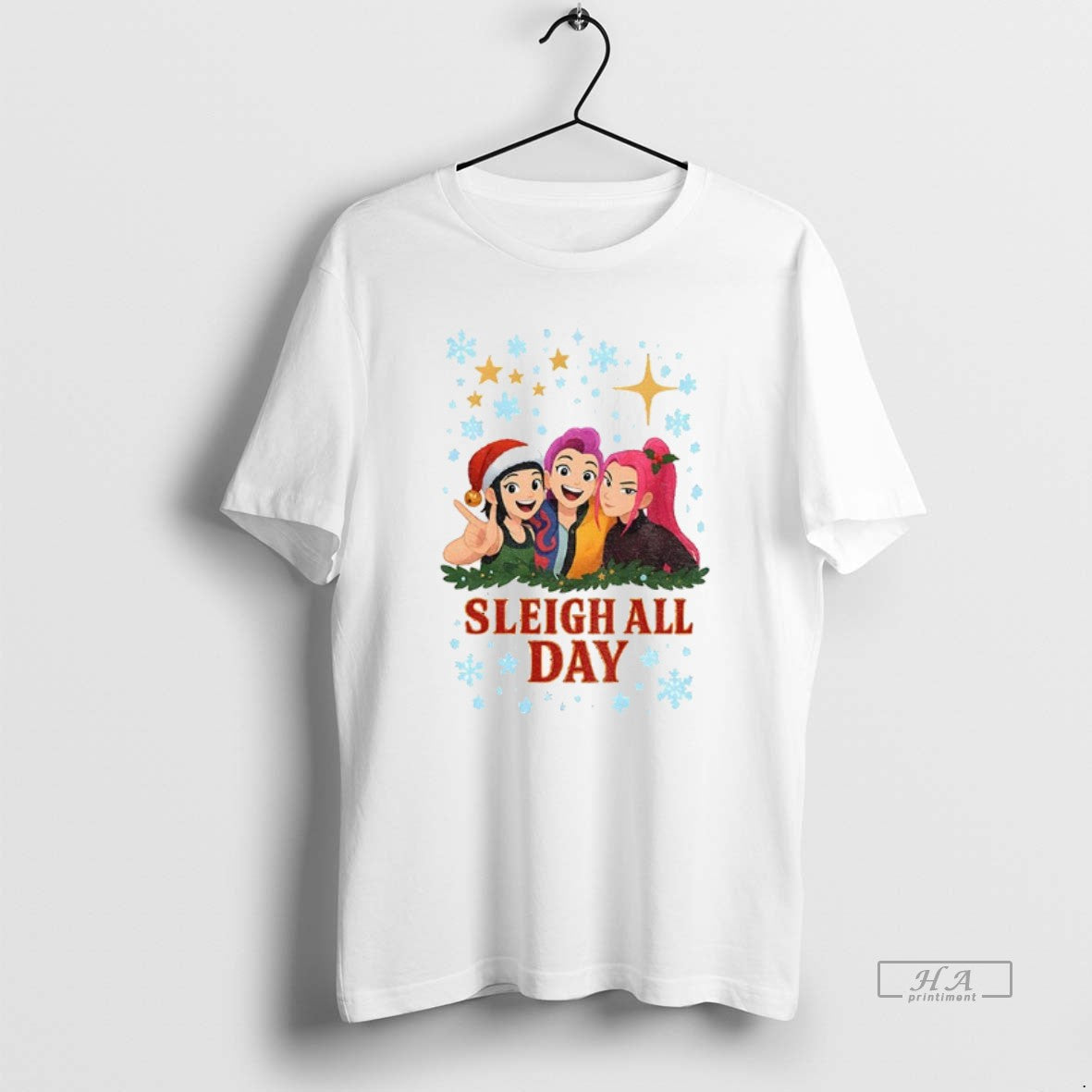 Official Trendy Kpop Demon Hunter Huntrix Sleigh All Day Holiday Christmas Unisex , , , Long Sleeve Tee