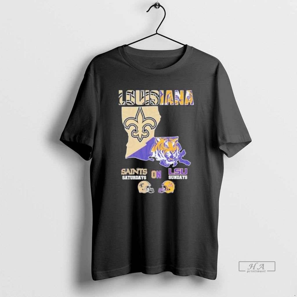 Official Trendy Louisiana Map With Saints And Tigers