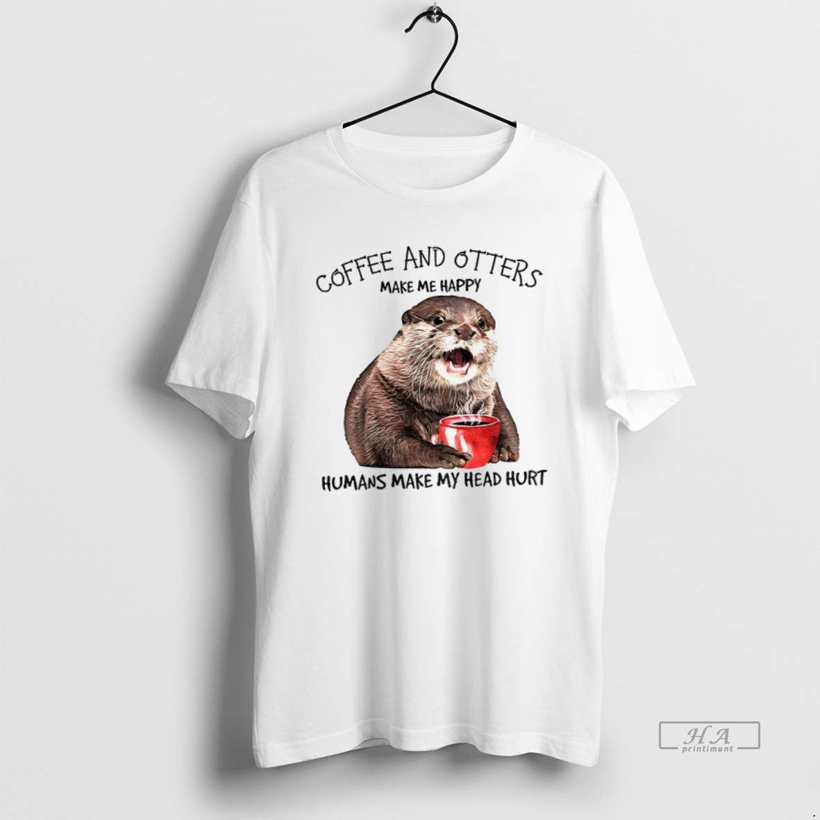 Official Trendy Otter Coffee And Otters Make Me Happy Humans Make My Head Hurt Tee Unisex , , , Long Sleeve Tee